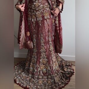 Hand Embroidered Indian Lehenga Skirt – Size S